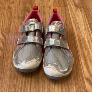 PLAE Silver and Pink Sneakers with Velcro Straps